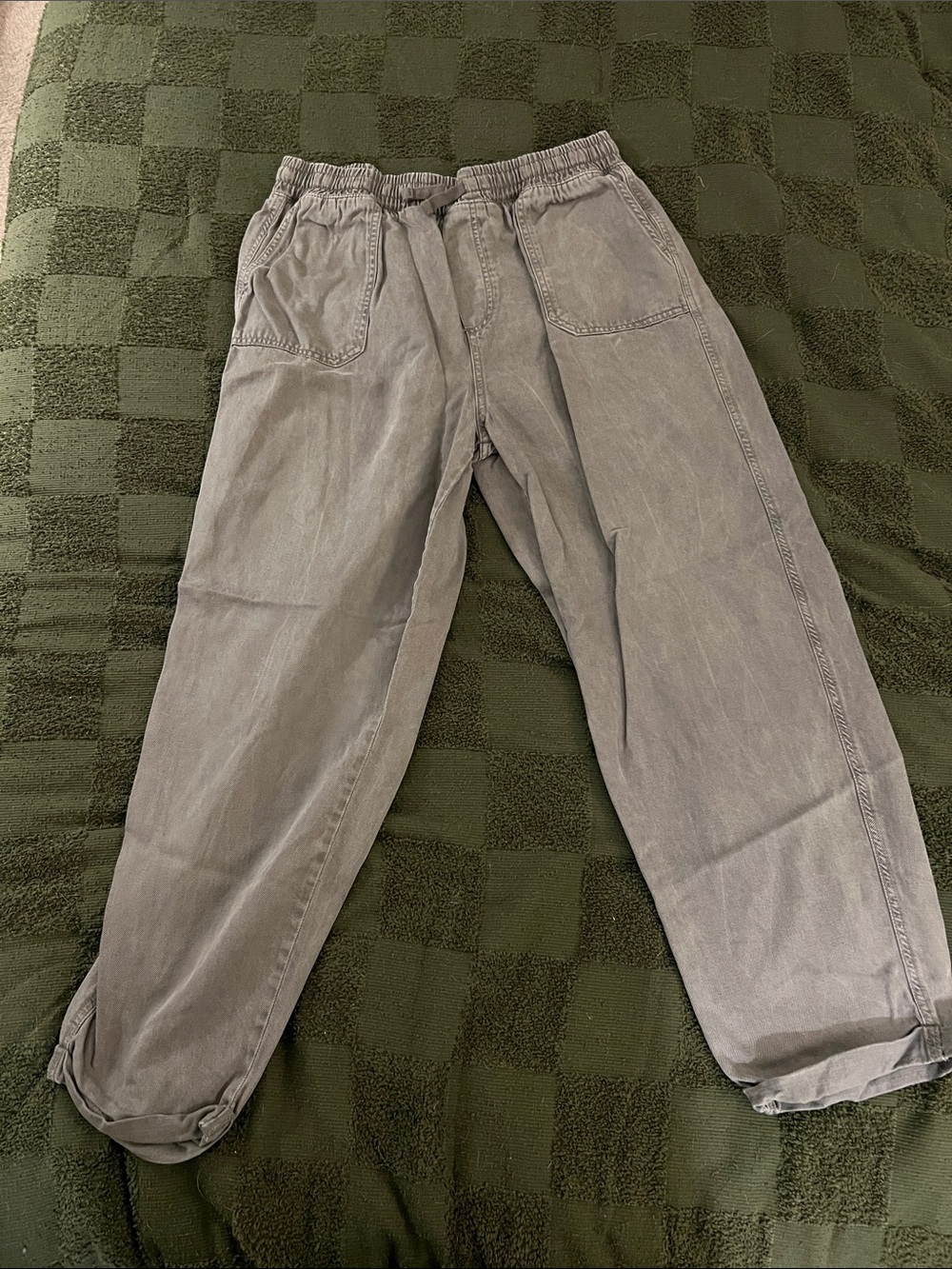 Gray Women’s Casual Elastic-Waist Denim Like Pants